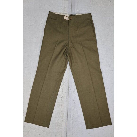 Vintage 40s WW2 US Army Wool Field Trousers Pants Mens 34x30 Military OD Green - Picture 1 of 8